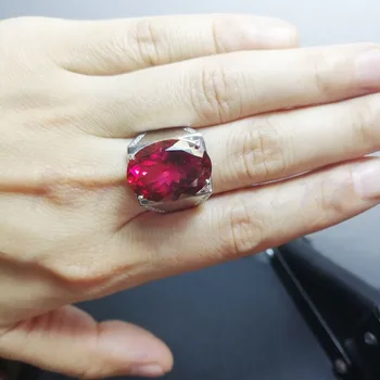 Vyrų Žiedas Gamtos nekilnojamojo raudona topazas žiedas 13*18mm 18ct didelis akmuo Nemokamas pristatymas 925 sterlingas sidabro Fine jewelry #F18112701