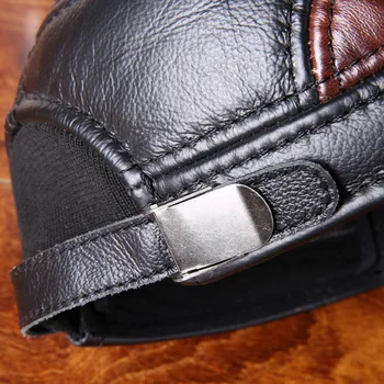 Vyrų Žiemos Odos Skrybėlę, Avikailio Skrybėlę Vyrų natūralios Odos Skrybėlę Reguliuojamas Suaugusiųjų Beisbolo Kepurė su Ausų Apsauga, B-7255