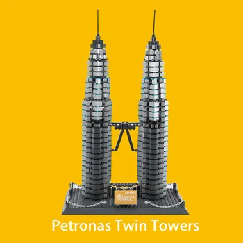 Wange Pasaulio Architektūros Garsaus Petronas Bokštai Dvyniai 3D Modelio Blokai Kit Plytų Švietimo Žaislai Vaikams, Vaikų Dovanų