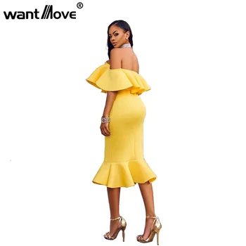 Wantmove 2018 m. vasaros naują moterų mados suknelė susiėmę seksualus žodis peties stora kūno hip-šalis suknelė WM403