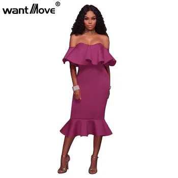 Wantmove 2018 m. vasaros naują moterų mados suknelė susiėmę seksualus žodis peties stora kūno hip-šalis suknelė WM403