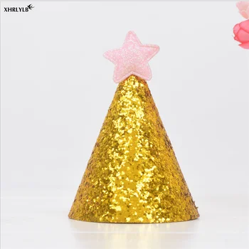 XHRLYLB 1pc Blizga Aukso Gimtadienio Skrybėlę Star Mini 