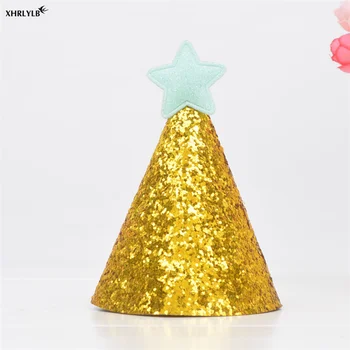 XHRLYLB 1pc Blizga Aukso Gimtadienio Skrybėlę Star Mini 