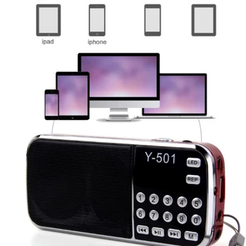 Y-501 Skaitmeninis Nešiojamų o LCD Skaitmeninis FM Radijo Garsiakalbis, USB, Mp3 Muzikos Grotuvas