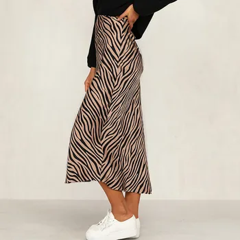 Zebra modelis Vidurio blauzdos High Waisted Wrap Klubo Sijonas Streetwear Neapibrėžta Laisvas Ilgas Sijonas retro klubo ilgai vidurio blauzdos sijonas unif
