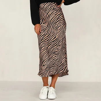 Zebra modelis Vidurio blauzdos High Waisted Wrap Klubo Sijonas Streetwear Neapibrėžta Laisvas Ilgas Sijonas retro klubo ilgai vidurio blauzdos sijonas unif