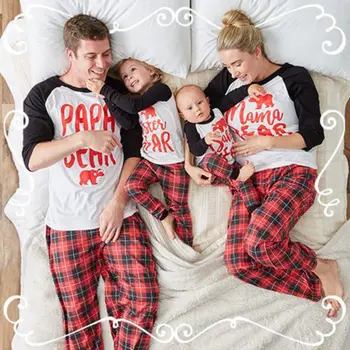 Šeimos Atitikimo Kalėdų Pižama PJs Rinkiniai Kalėdos Sleepwear naktiniai drabužiai JK ATSARGOS