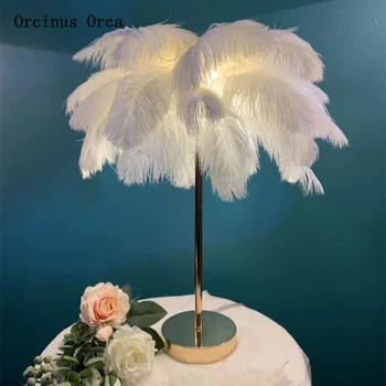 Šiaurės šalių šiuolaikinės romantiška balta plunksna stalo lempos Mergina, Miegamojo, vaikų kambario lempos kūrybos šiltas LED dekoratyvinis stalo lempos