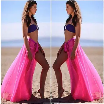 Šifono Seksualus paplūdimio cover up moterų sarongas vasaros bikini danga-ups wrap pareo paplūdimio suknelė sijonai rankšluostį