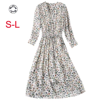 Šilko suknelė 2021 naujas vasaros mulberry šilko krepo de Chine retro gėlių mažai šviežių Šilko suknelė S iki L