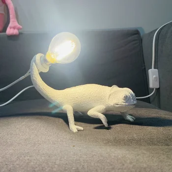 Šiuolaikinio Meno Driežas Naktį Šviesos Vaikai Mielas LED Dervos Gyvūnų Chameleonas Stalo Lempa Miegamojo Kambarį Namuose Deco Šviesos Armatūra