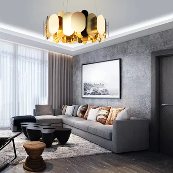 Šiuolaikinių LED šviestuvo apvalus LED kaustytomis geležies lubų liustra apšvietimo, gyvenamasis kambarys, virtuvė, blizgesio apdaila