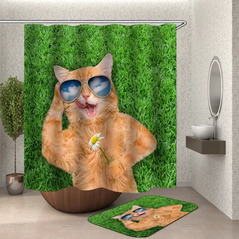 šuo dušo užuolaidos katė spausdinimo vonios uždanga dušo vandeniui douchegordijnen