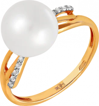 Примаэксклюзив žiedas su perlais ir kubinis cirkonis raudono aukso
